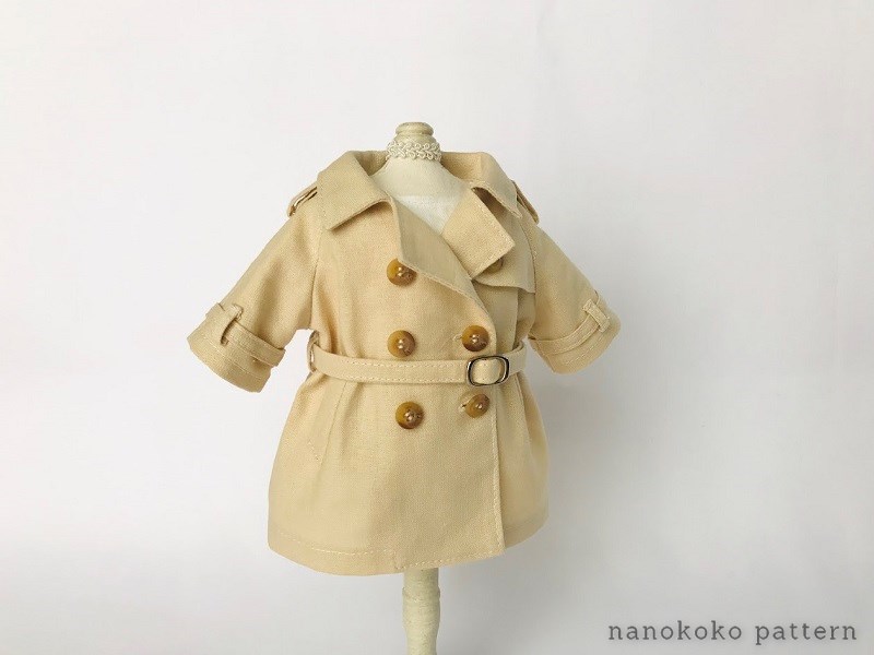 トレンチコートの型紙と作り方 メルちゃん ソランちゃんサイズのドール服 Nanokoko Pattern