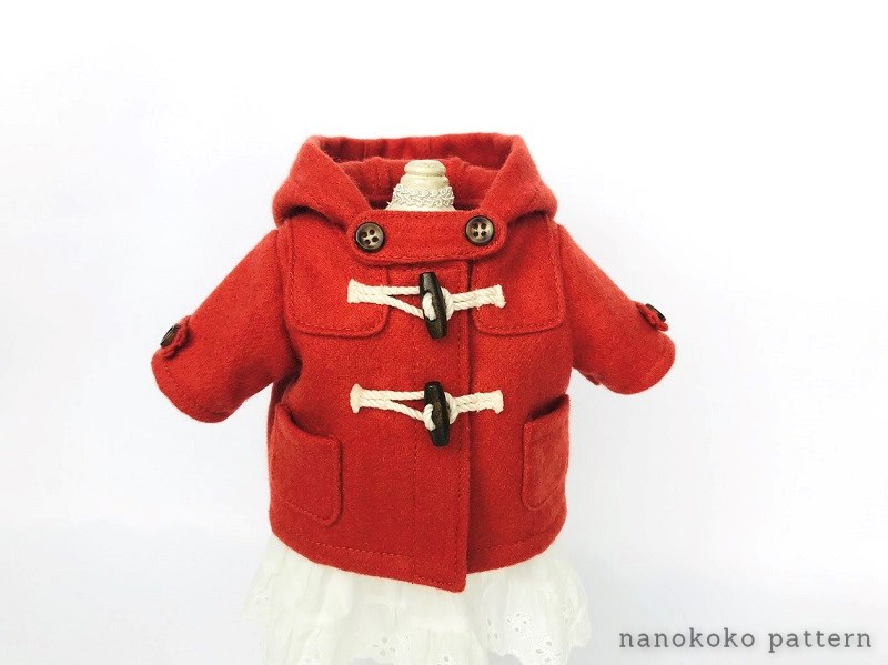 ダッフルコートの型紙と作り方 26cmお世話人形サイズのドール服 Nanokoko Pattern