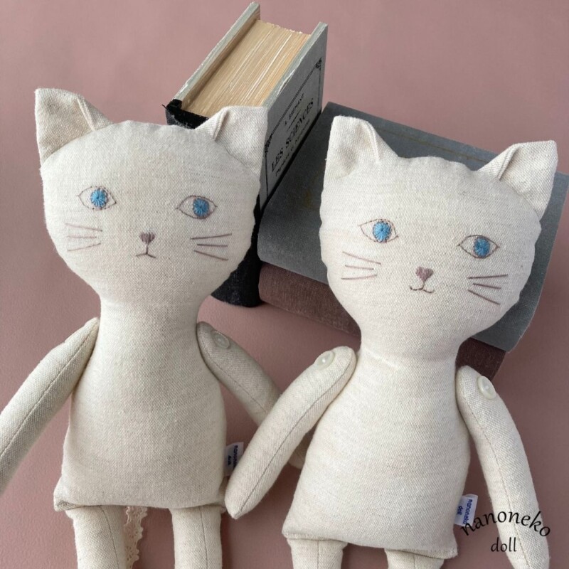 着せ替え人形　猫のぬいぐるみ nanoneko doll 型紙と作り方