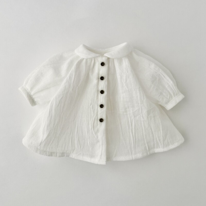 フラットカラーふんわりワンピースの型紙と作り方～26cmドール服