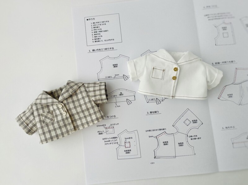 セーラーカラーシャツの型紙と作り方～26cmドール服
